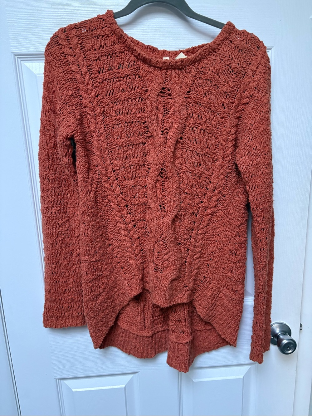 Anthropologie Moth Rust Openwork Knit Pullover Sweater